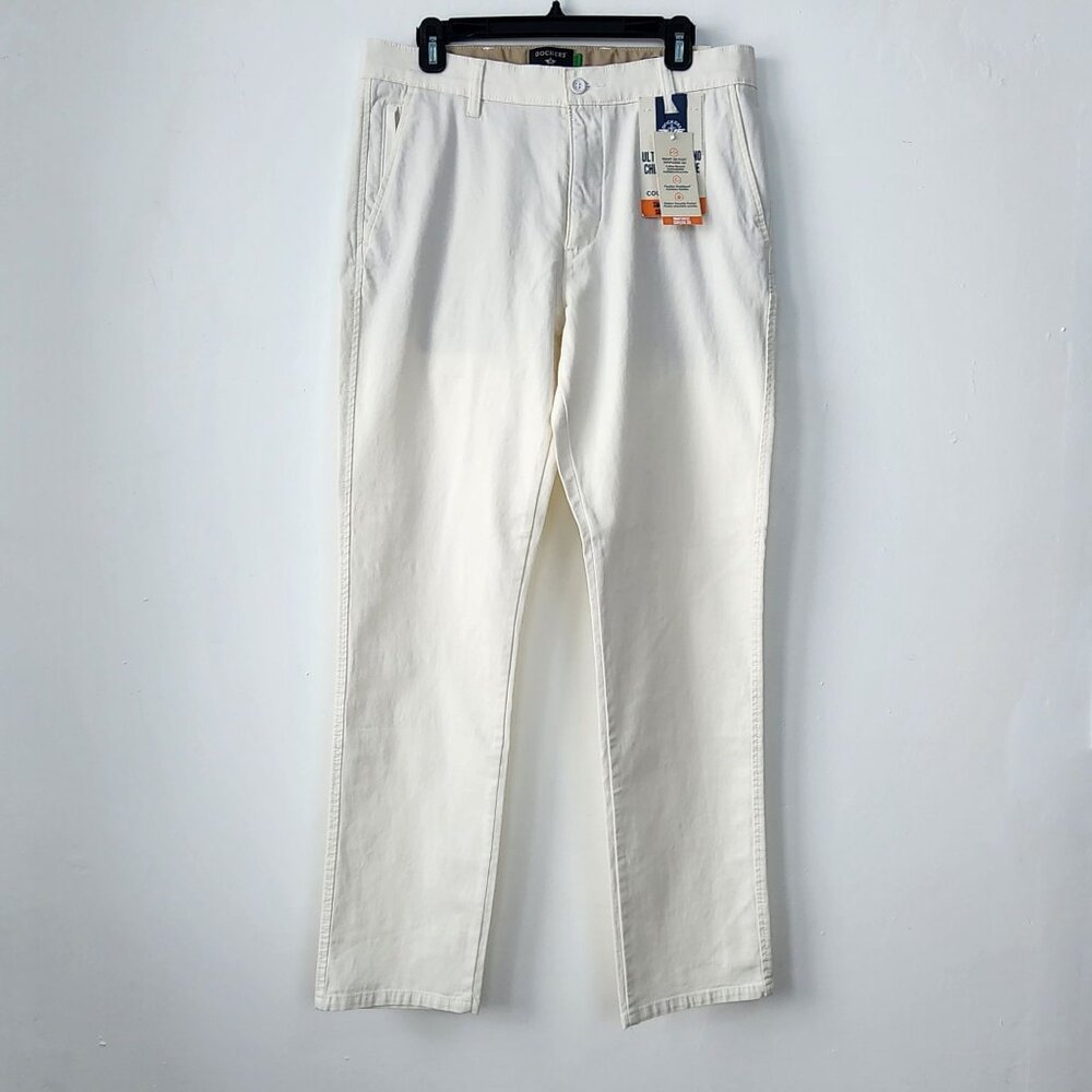 Dockers Mens Straight Fit White Khaki Chino Pants 32x32 Classic Office Slim NWT